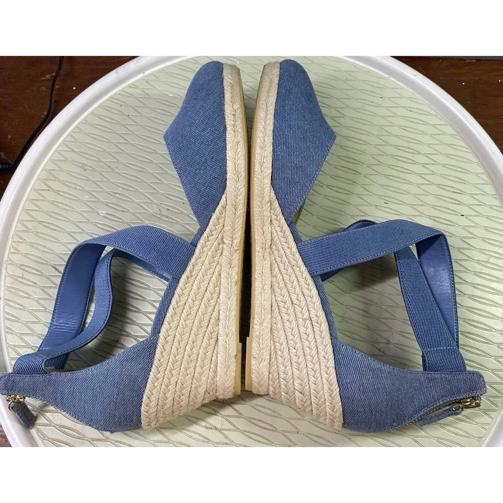 Talbots Lynsday Espadrilles Wedges Cotton Canvas Light Denim Blue‎ EUC 10.5M